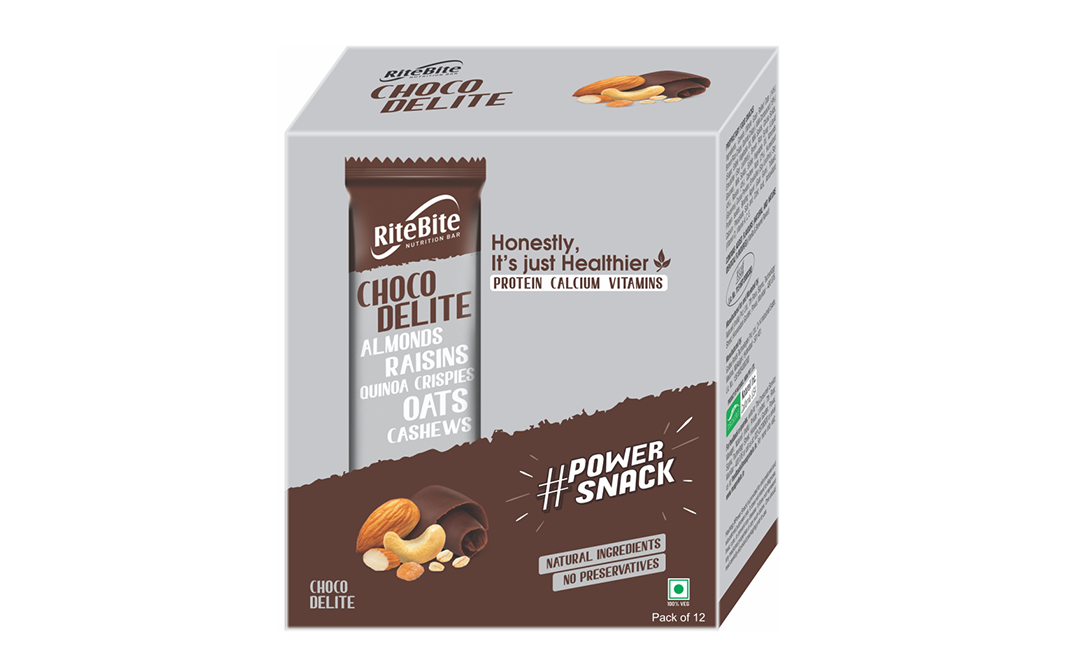 Ritebite Choco Delight Almonds Raisins Quinoa Crispies Oats Cashews   Box  480 grams